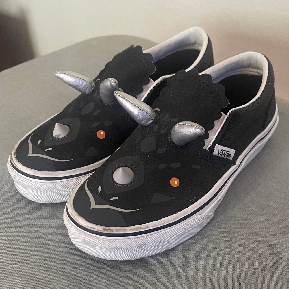 Vans Kids Black Dinosaur Slip-On Sneakers